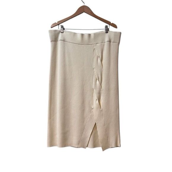 Anthropologie Maeve Skirt Womens Size 3X Desiree Knit Ivory Boho Midi Stretch - Picture 2 of 9